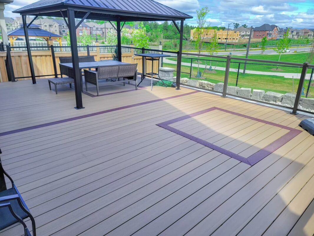 Spacious Vaughan backyard featuring gazebo and composite decking